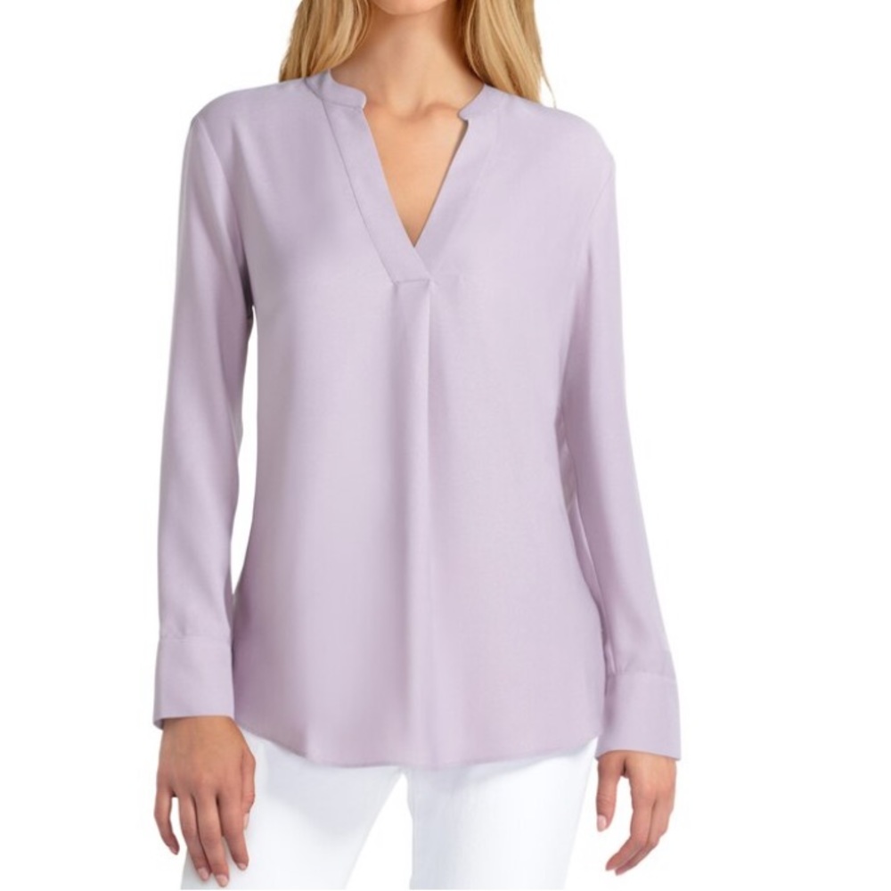 H Halston Half Placket Blouse